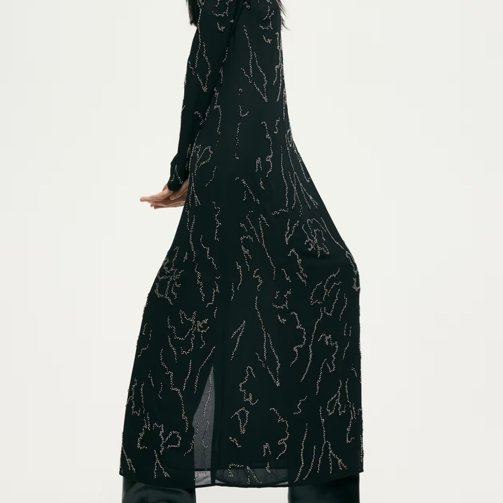 H&M Black Maxi Dress with Silver Accents